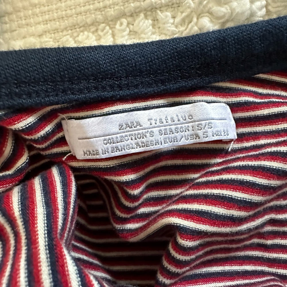 Zara Trafaluc Bodycon Striped Navy Blue, Red and White Midi Dress. Size S. - Picture 5 of 5